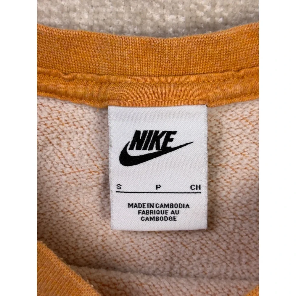 Nike Sportswear Essential Crewneck Sweatshirt Orange White Logo Fleece Womens S